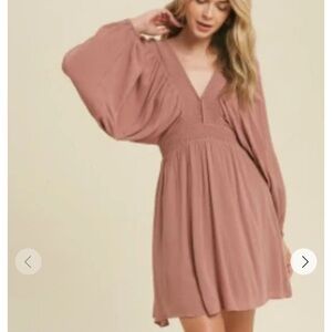 Wishlist Boho Rose Mini Dress with Balloon Long Sleeves, size M/L NWT